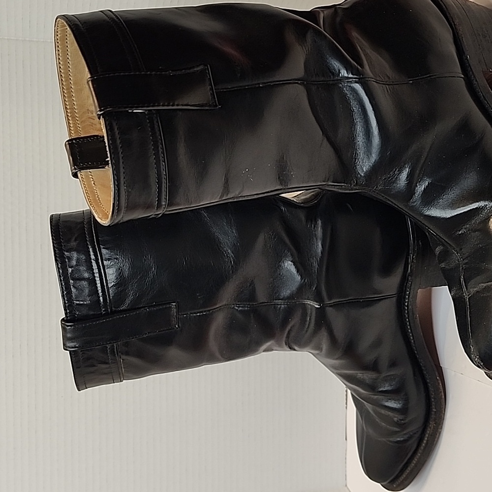 EXCELSIOR Black Boots Leather Shiny Well Made Very Little Wear Side Boot Pulls - Picture 5 of 11